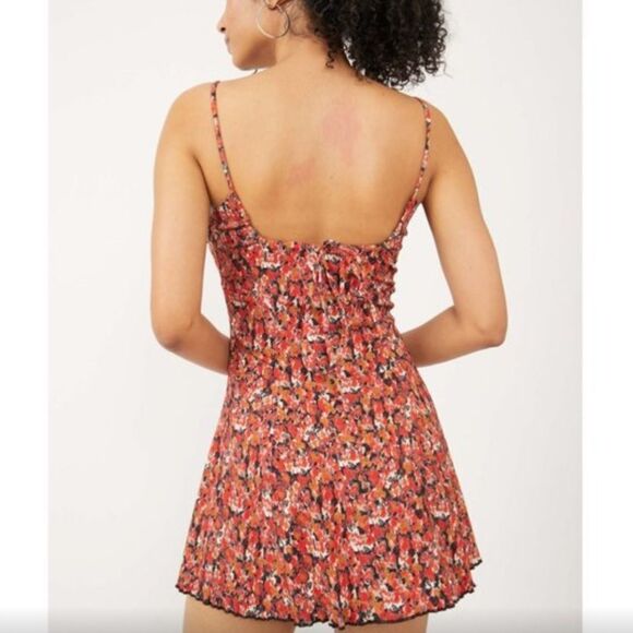 NWT Free People Jamie Strappy Printed Mini Dress / Rouge Combo - Picture 3 of 6